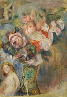 Pierre-Auguste Renoir Vase de fleurs et femme