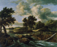 Jacob van Ruisdael Waterfall in an Open Landscape