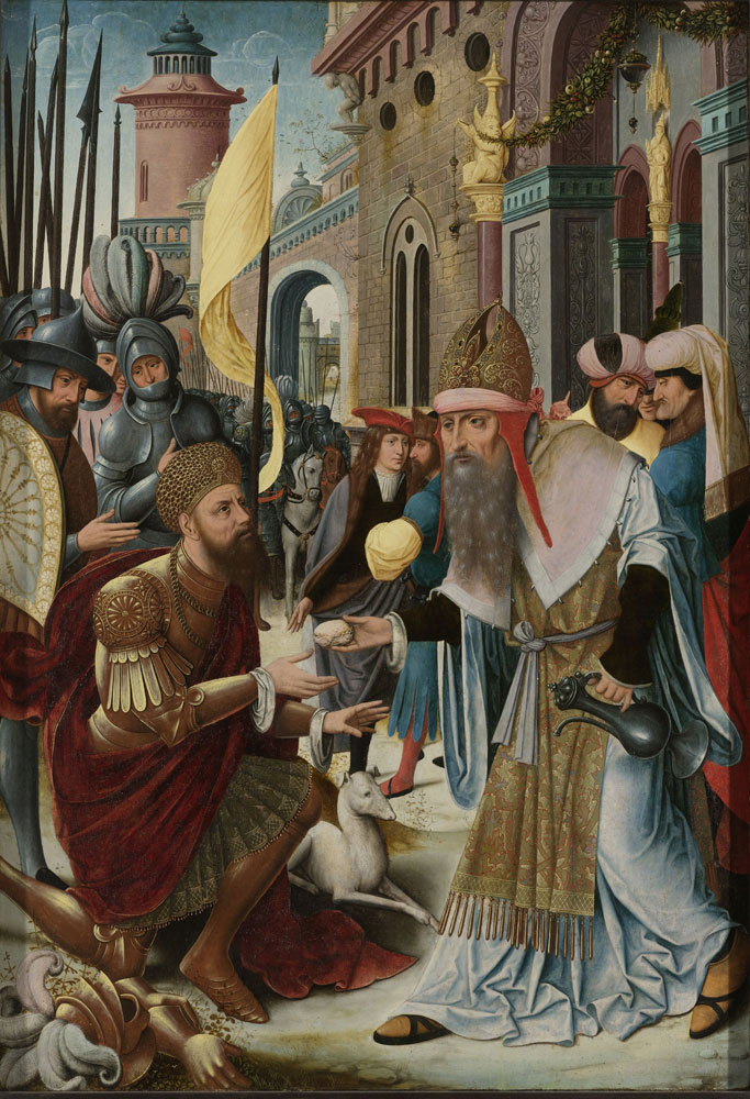 Anonymous - Meeting of Abraham and Melchizedek (inner, left wing of a triptych)