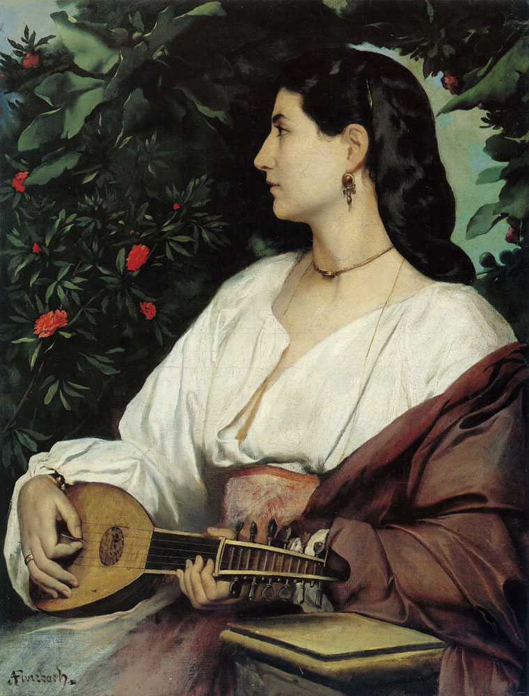 Anselm Feuerbach - Woman Playing the Mandolin