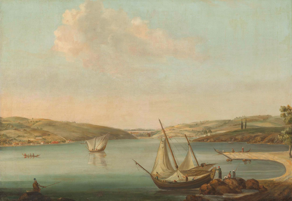 Antoine van der Steen - View of the Bosporus, taken from the Height of Beykoz to the northwest, with the Aqueduct of Justinian in the background