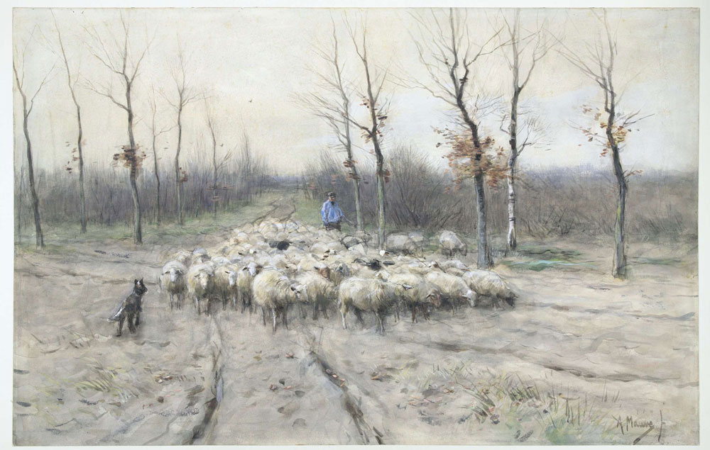 Anton Mauve - A Flock of Sheep on the Heath near Laren