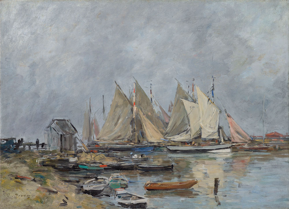 Eugène Boudin - Trouville, le port, barques et canots