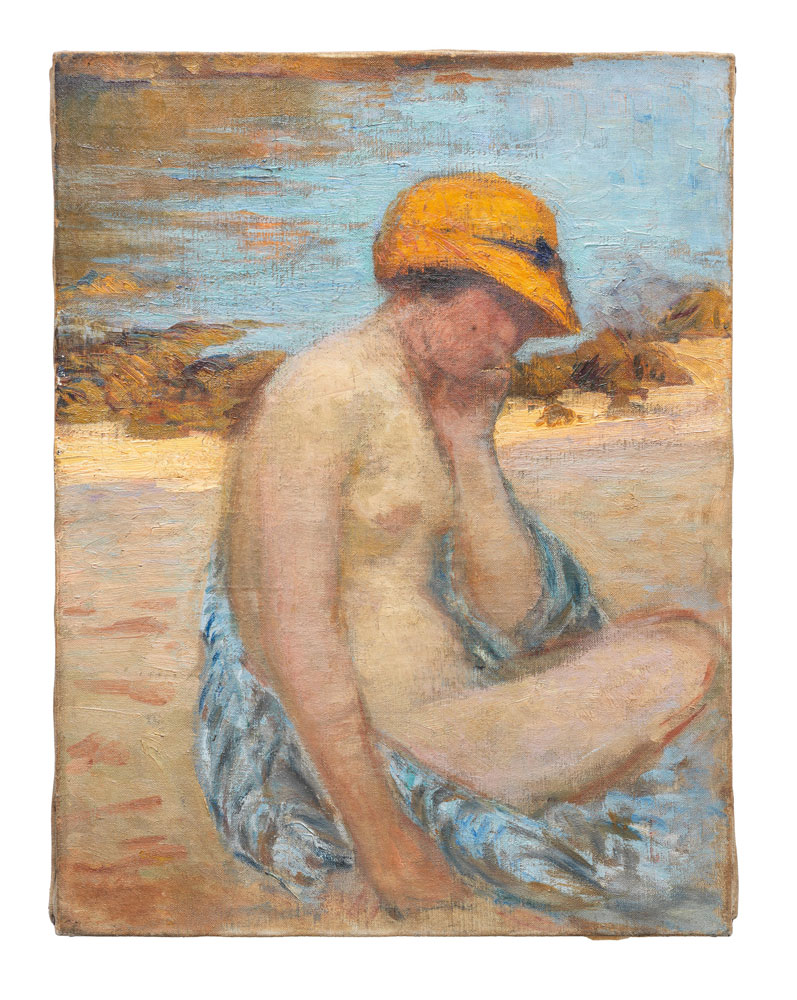 Henri Lebasque - Femme avec une chapeau jaune, Étretat