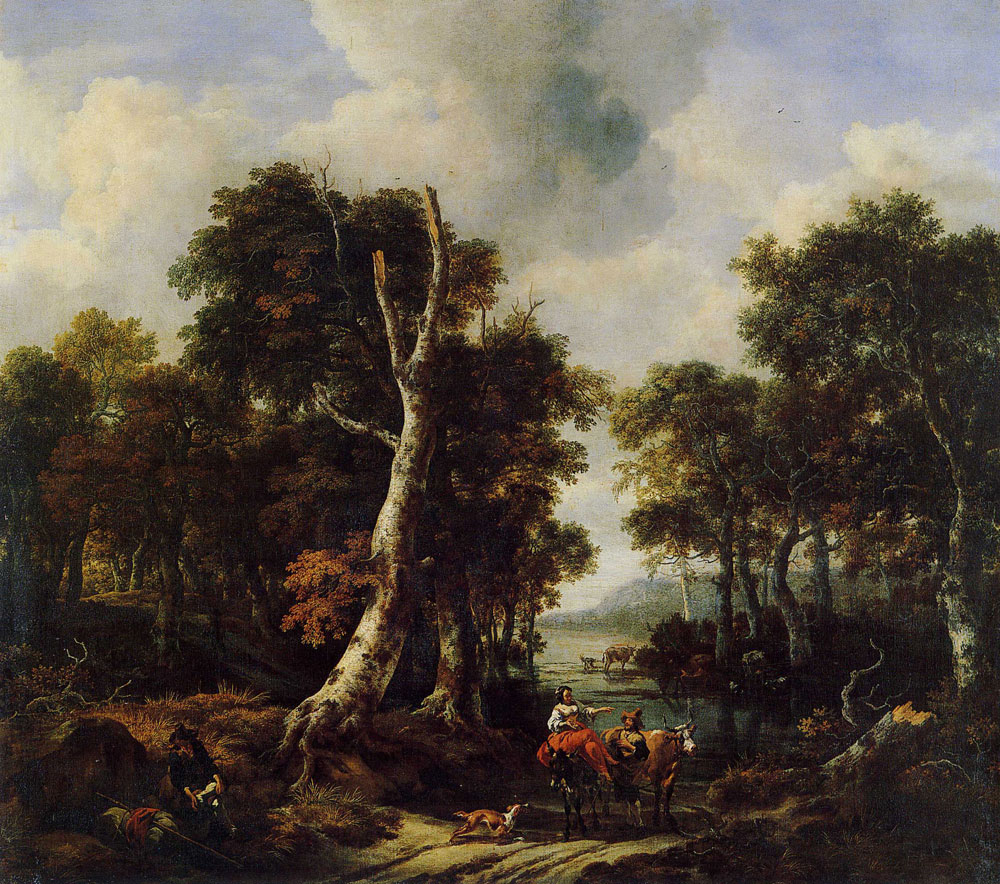 Jacob van Ruisdael - Wooded Landscape with a Flooded Road