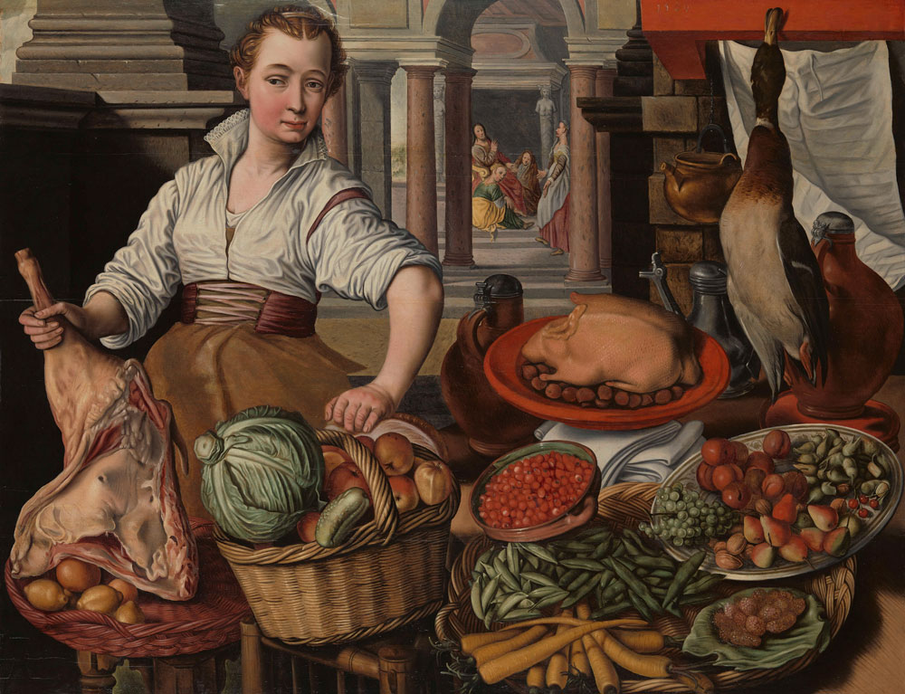 Copy after Joachim Beuckelaer - Kitchen Scene, with Jesus in the House of Martha and Mary in the background