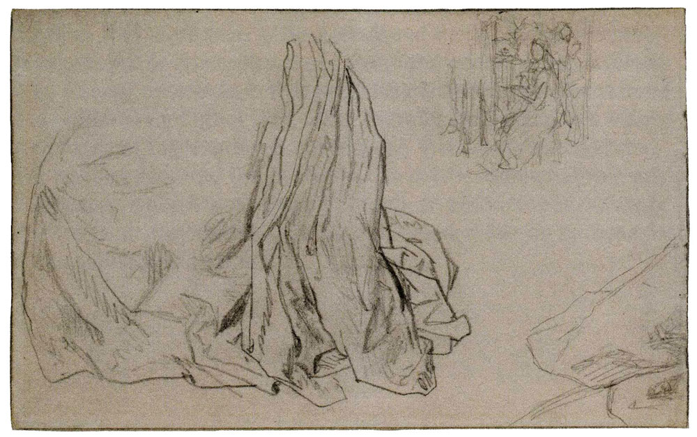 Matthijs Maris - Drapery Study and Composition Sketch for He Is Coming!