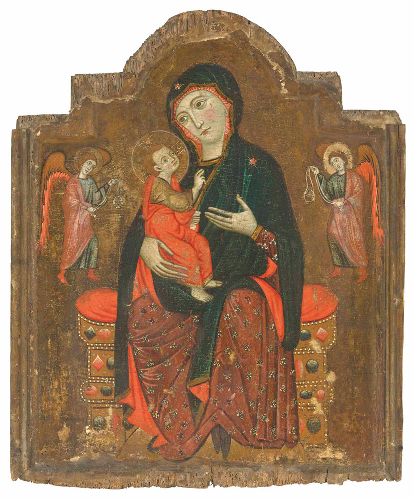 Tuscan School - Madonna and Child enthroned with angels