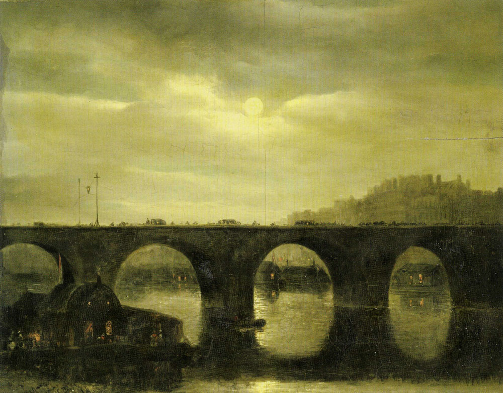 Antonie Waldorp - One of the Bridges over the Seine, Paris, in the Moonlight
