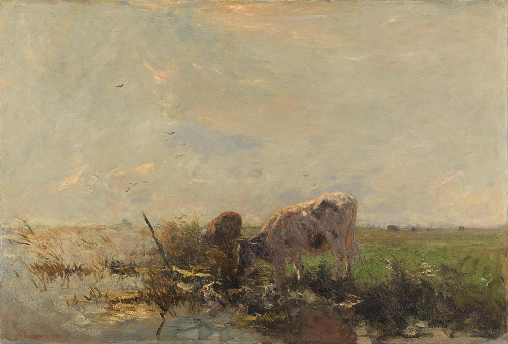 Willem Maris - Cows near a Water