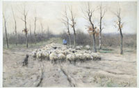 Anton Mauve A Flock of Sheep on the Heath near Laren