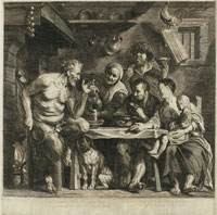 Jacob Neefs after Jacob Jordaens The Fable of the Satyr and the Peasant