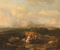 Nicolaes van Helt Stockade Italian Landscape with Cattle