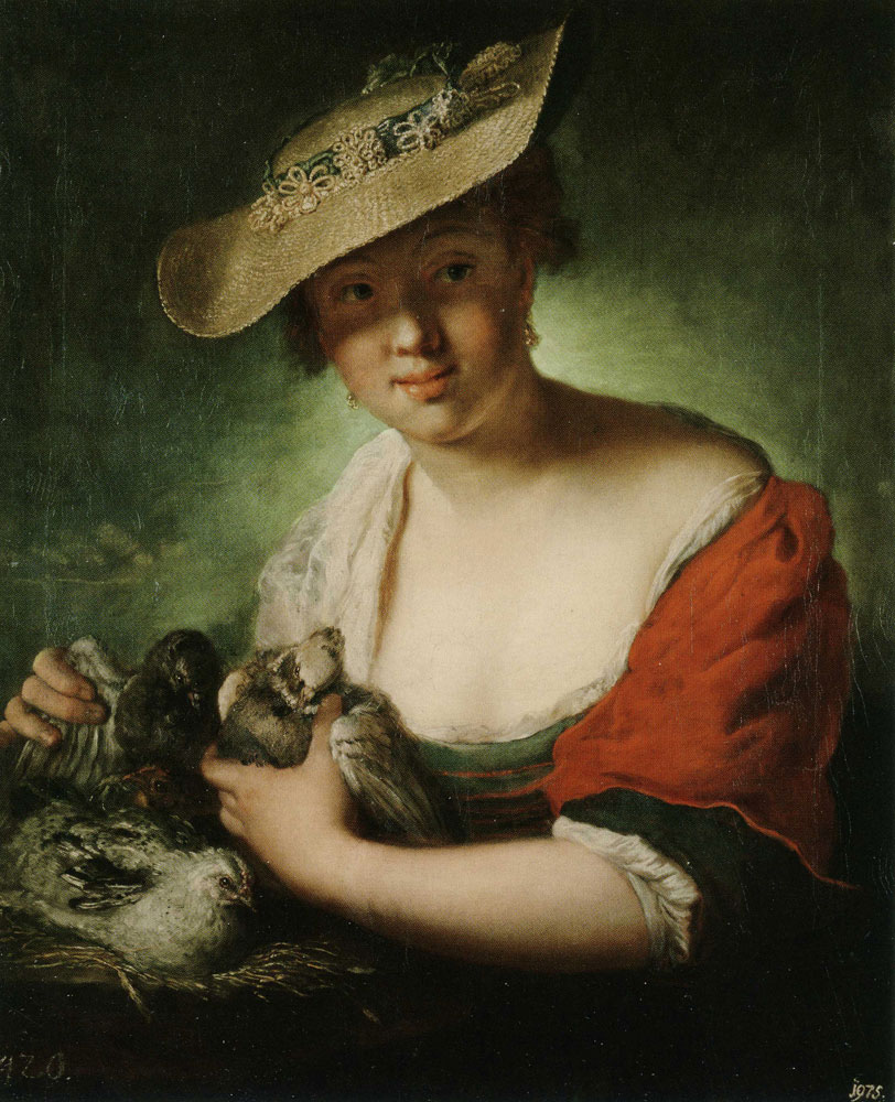 Antoine Pesne - Girl with a Pigeon and a Chicken