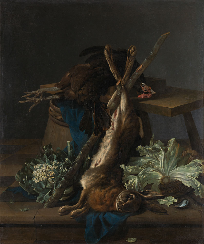 Cornelis Lelienbergh - Still Life with Hare and a Black Rooster