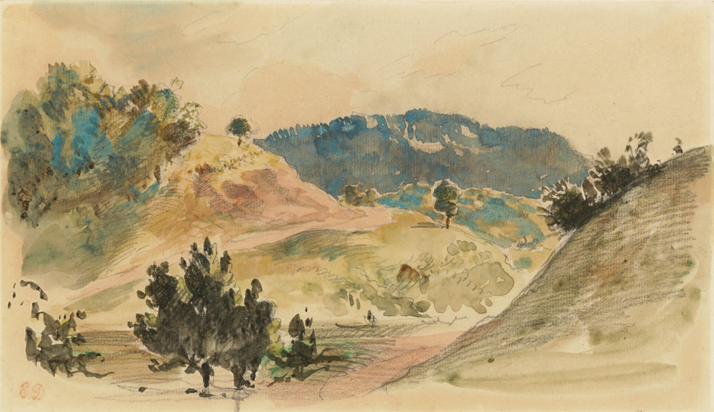 Eugène-Victor-Ferdinand Delacroix - View of the mountains in Eaux-Bonnes