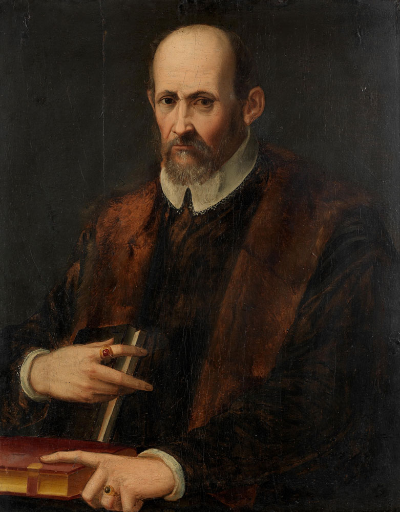 Florentine School - Portrait of gentleman, half-length, in a black, fur-trimmed coat
