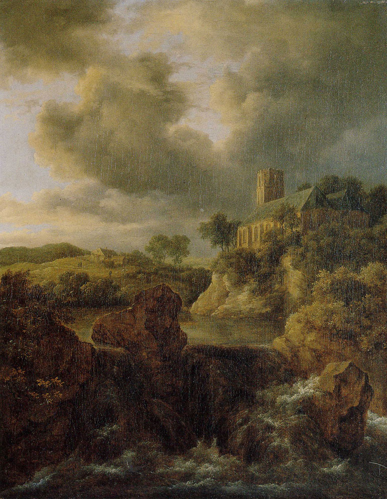 Jacob van Ruisdael - Waterfall near a Church