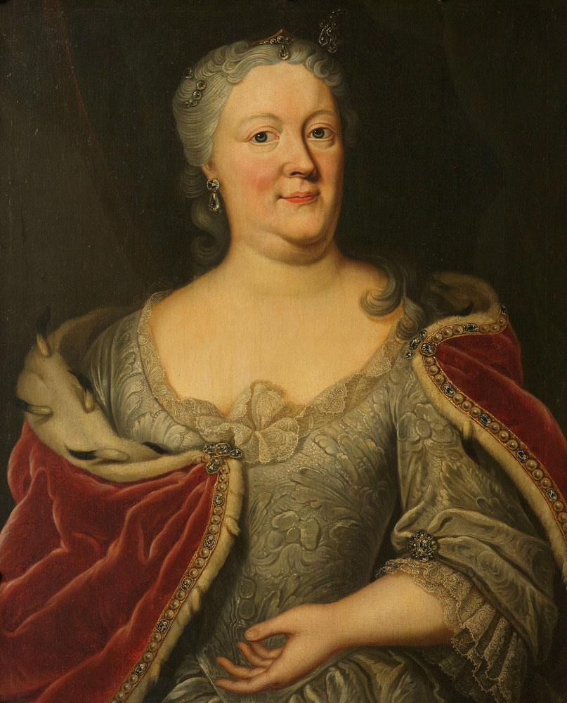 Johann Philipp Behr - Portrait of Maria Louisa van Hessen-Kassel, called Maaike-Meu. Widow of the Stadtholder of Friesland John Willem Friso, Prince of Orange-Nassau