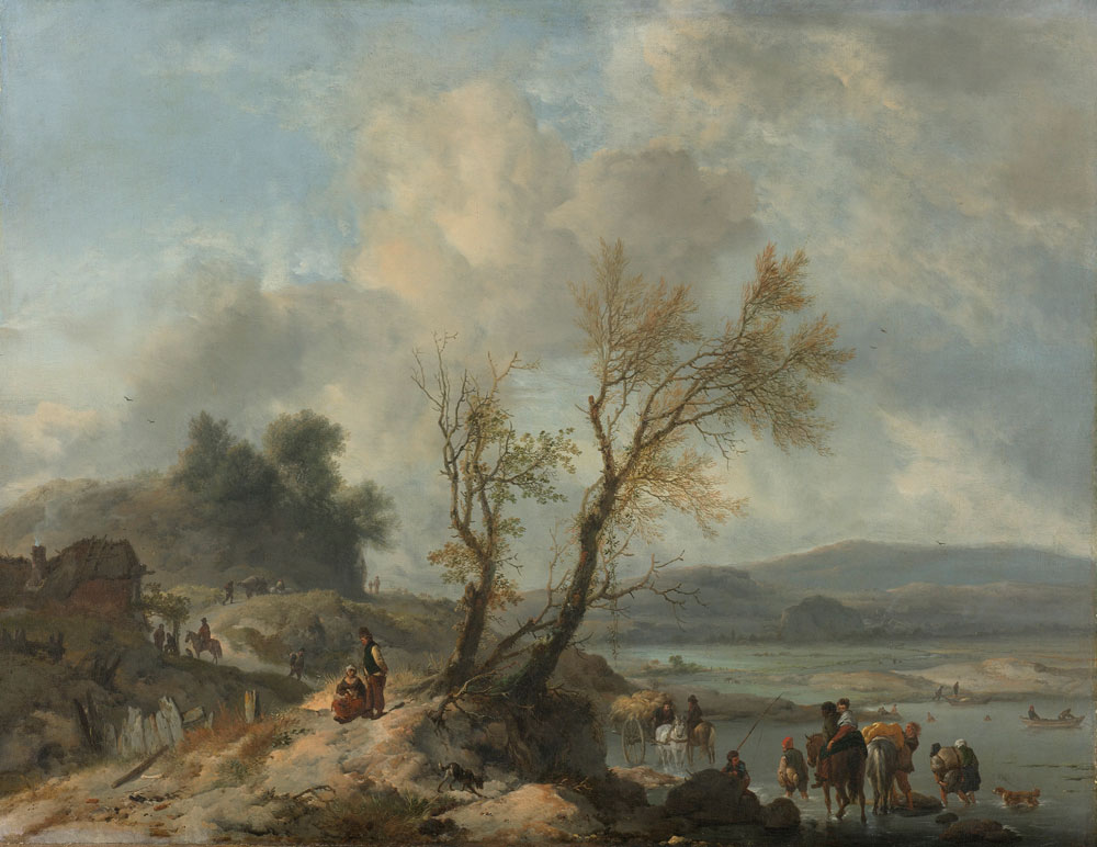 Philips Wouwerman - Landscape with Sandy Path beside a River