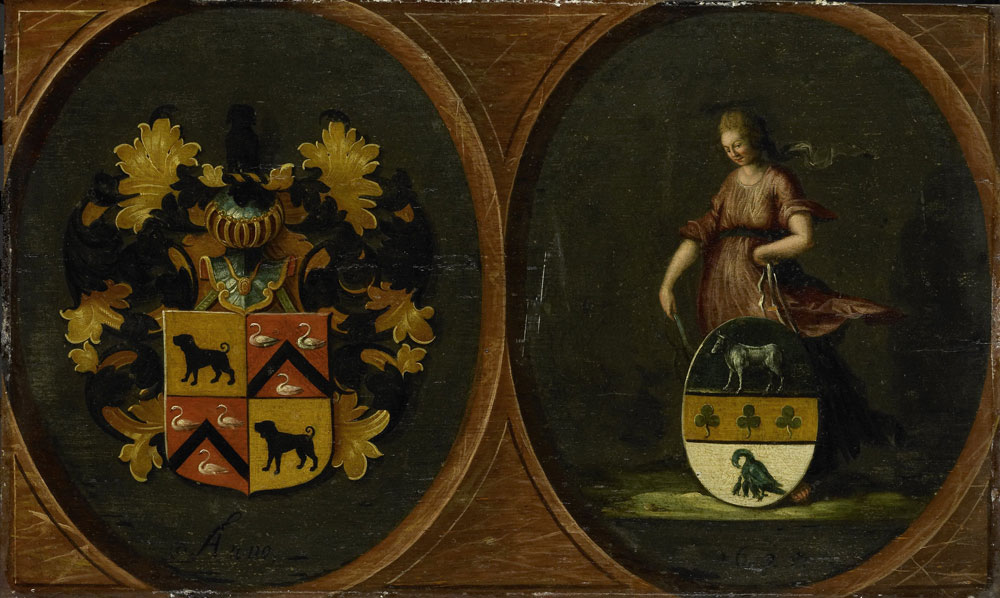 Anonymous - Shield with coats of arms of Pieter Courten and Hortensia del Prado