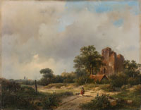 Andreas Schelfhout Landscape with the Ruins of Brederode Castle in Santpoort