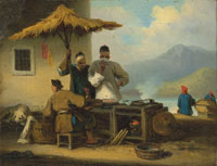 George Chinnery A Chinese foodstall, Macao