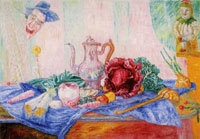 James Ensor Still Life with Coffeepot, Cabbages and Mask