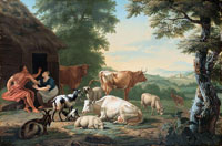 Jan van Gool Arcadian Landscape with Shepherds and Cattle