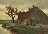 Jan Hendrik Weissenbruch Peasant Cottage on a Waterway