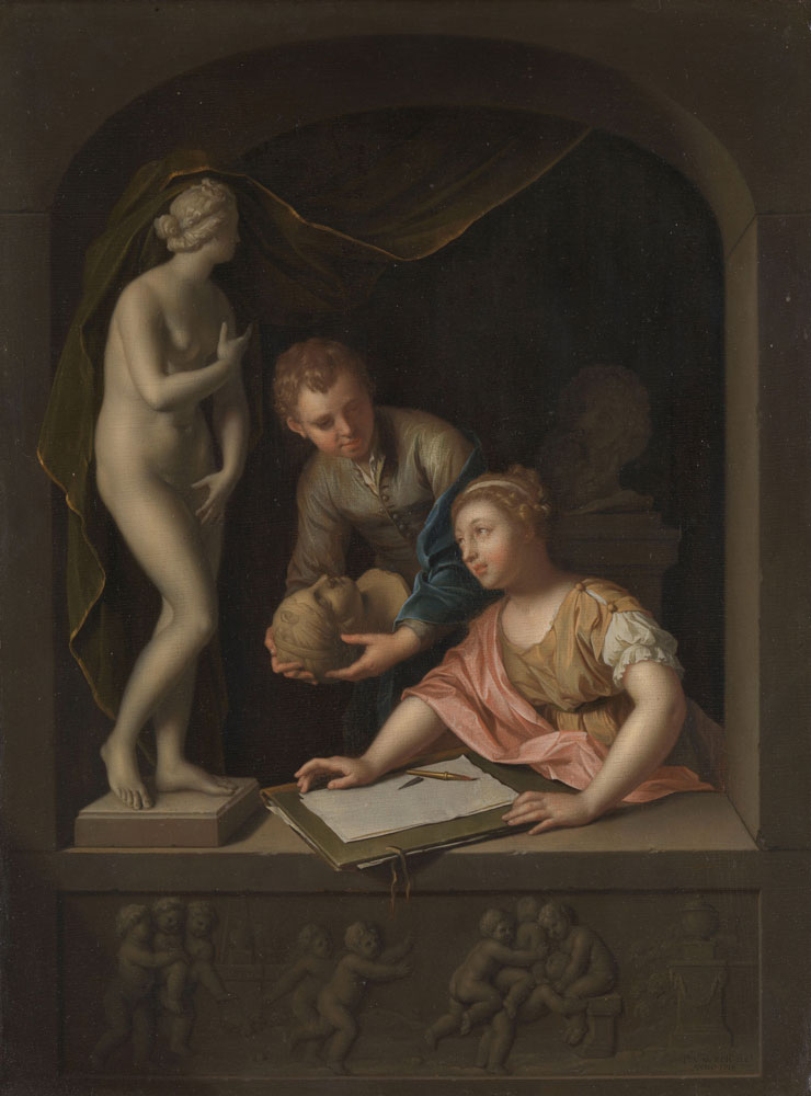 Pieter van der Werff - A Girl and a Boy near a Statue of Venus