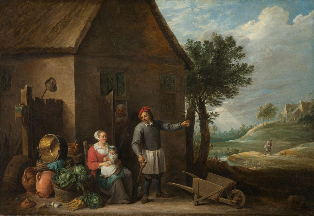 David Teniers the Younger - Husbandman at a Cottage Door with a Seated Woman and Child