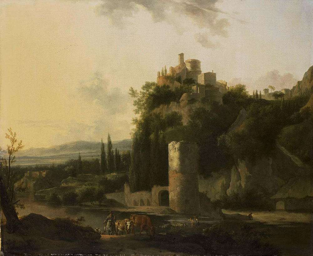Frederik de Moucheron - Italian landscape with round tower
