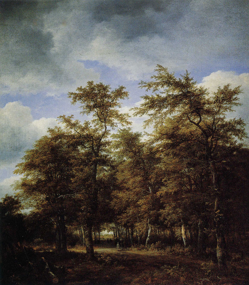 Jacob van Ruisdael - Wooded Landscape with Figures on a Road
