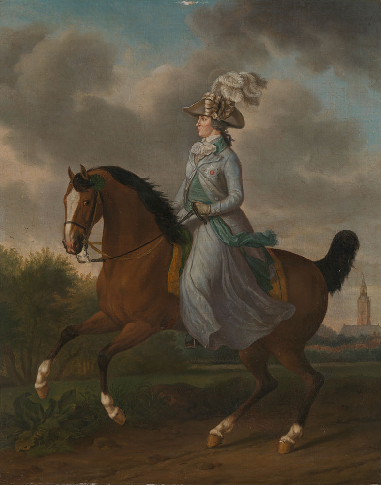 Tethart Philip Christian Haag - Frederika Sophia Wilhelmina of Pruissia (1751-1820), Equestrian portrait of the Wife of Prince Willem V