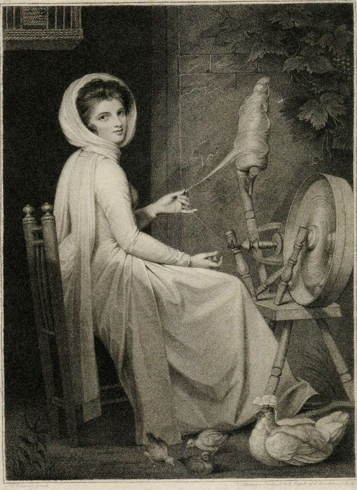 Thomas Cheesman after George Romney - Lady Hamilton as the Spinstress