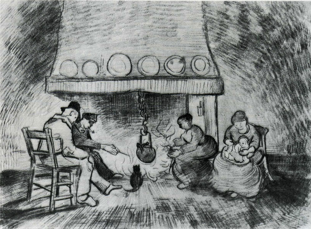 Vincent van Gogh - Interior of a Farm with Figures at the Fireside