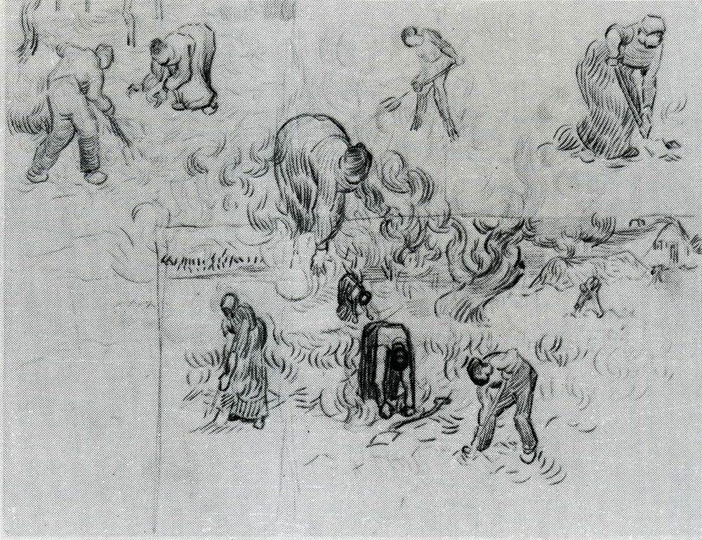 Vincent van Gogh - Sheet with Sketches of Working People