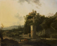 Frederik de Moucheron Italian landscape with round tower