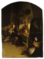 Circle of Gerard Dou An artist in his studio, possibly a portrait of the artist