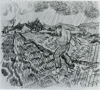 Vincent van Gogh Enclosed Field with a Sower in the Rain
