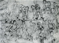Vincent van Gogh Sheet with Numerous Figure Sketches
