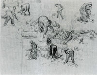 Vincent van Gogh Sheet with Sketches of Working People