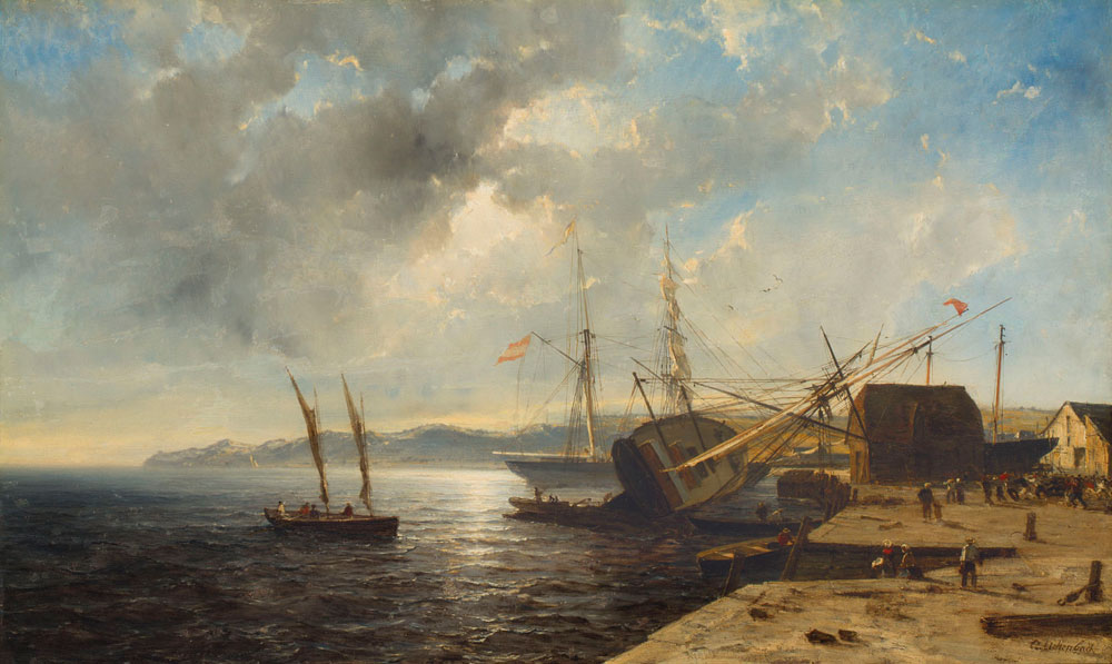Andreas Achenbach - Ships in the Harbour