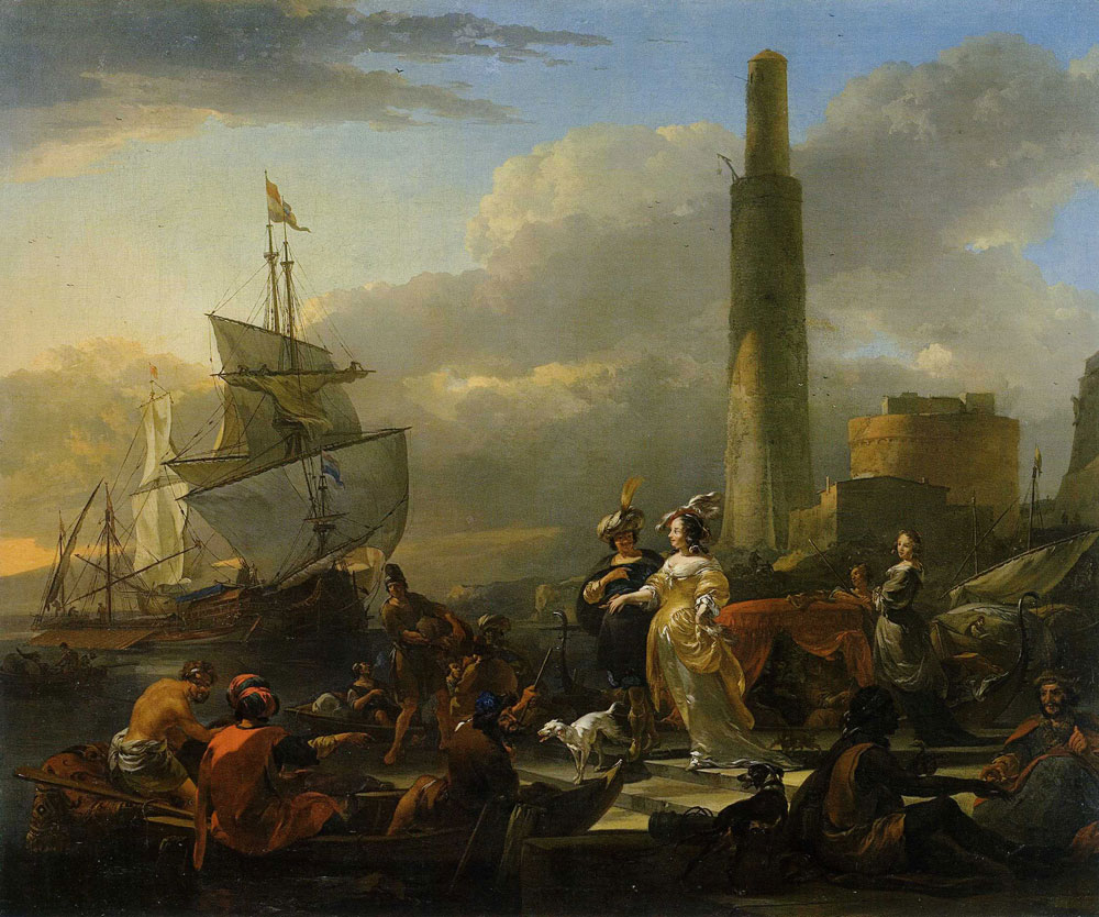 Nicolaes Berchem - A Harbour Scene