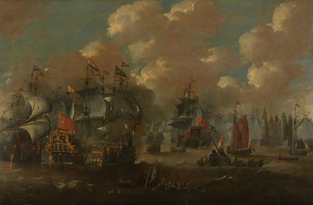Anonymous - The Eendracht Engaging Two Swedish Warships During the Battle of the Sound, 1658