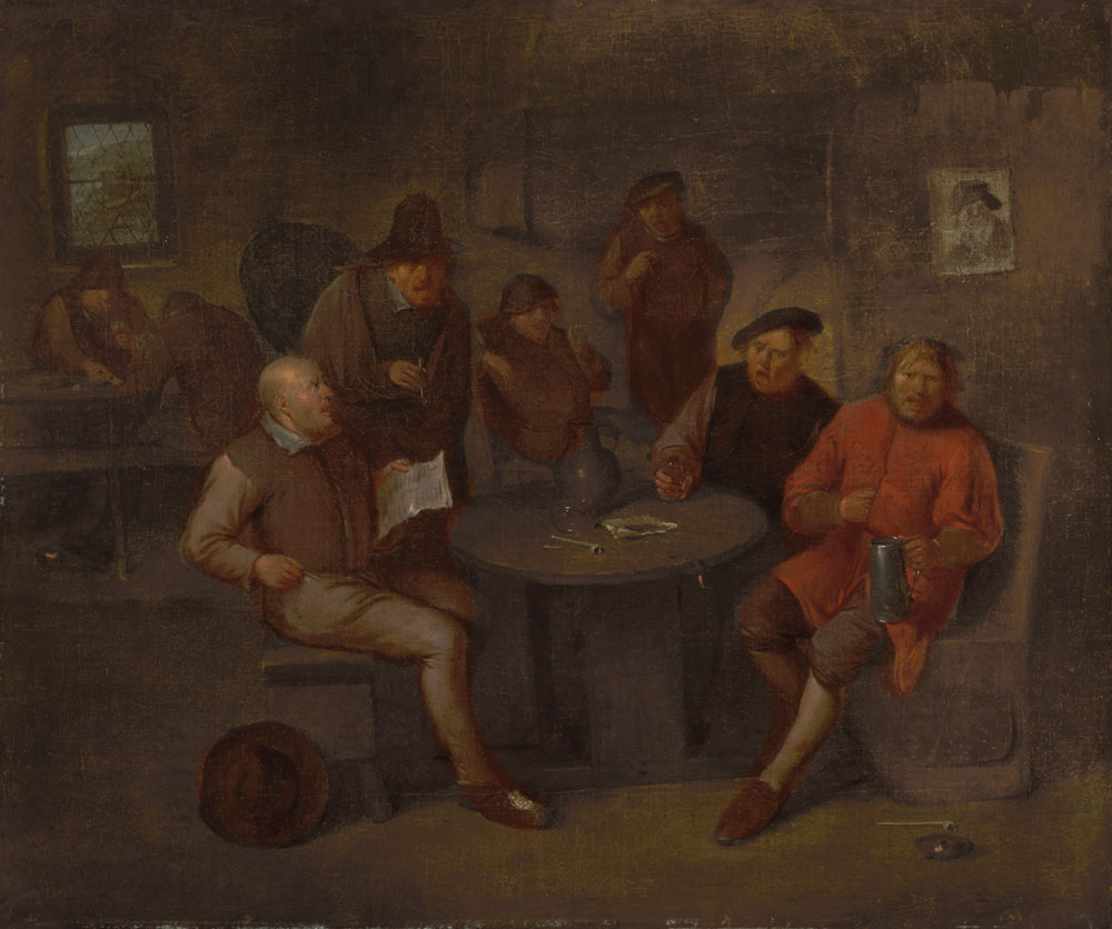 Egbert van Heemskerck - A group of figures carousing in an inn