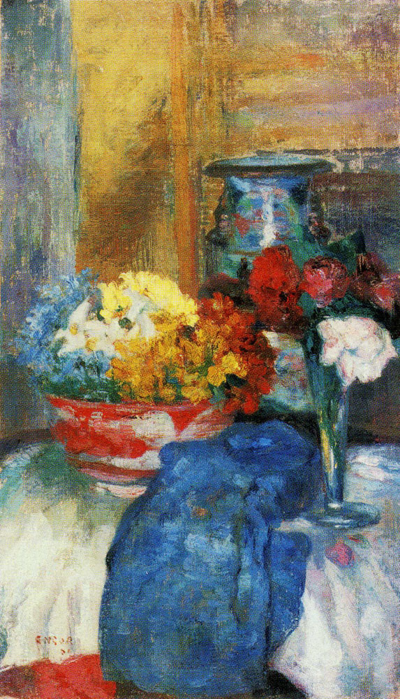 James Ensor - Flowers and China