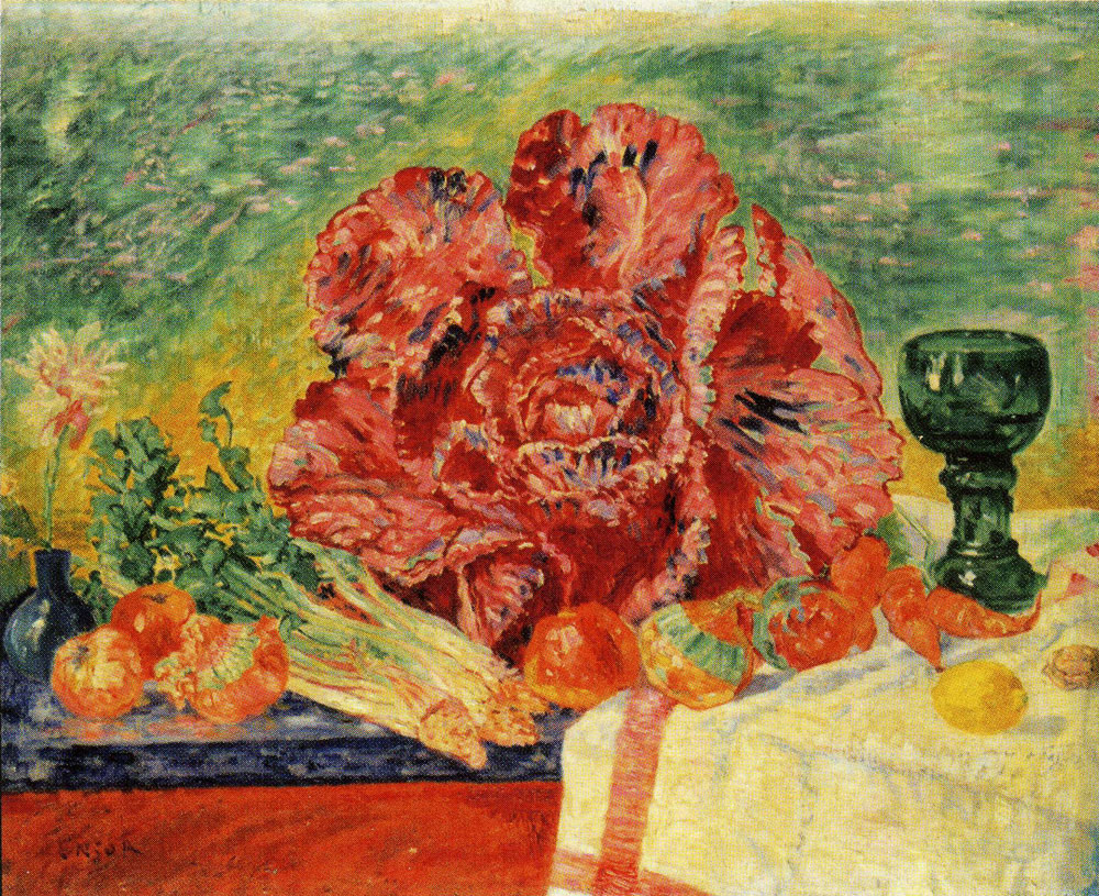 James Ensor - Red Cabbage and Green Wine Glass