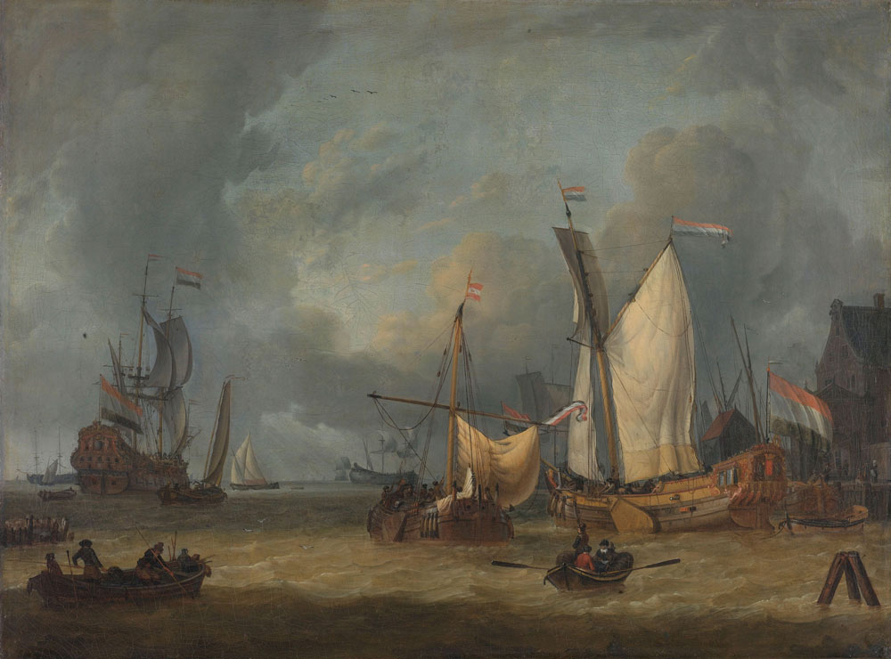 Jan Claesz. Rietschoof - A Storm (Ships in the Harbor in a Stiff Breeze)